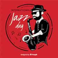 Vettore gratuito priorità bassa di giorno di jazz internazionale disegnato a mano