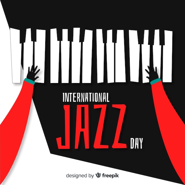 Vettore gratuito priorità bassa di giorno di jazz internazionale disegnato a mano