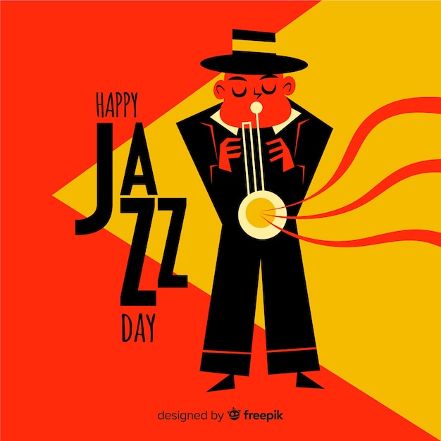 Free vector hand drawn international jazz day background