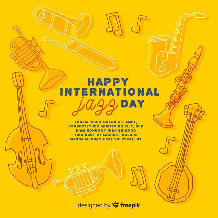 Free Vector hand drawn international jazz day background