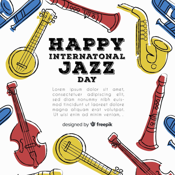 Free Vector hand drawn international jazz day background