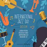 Free vector hand drawn international jazz day background