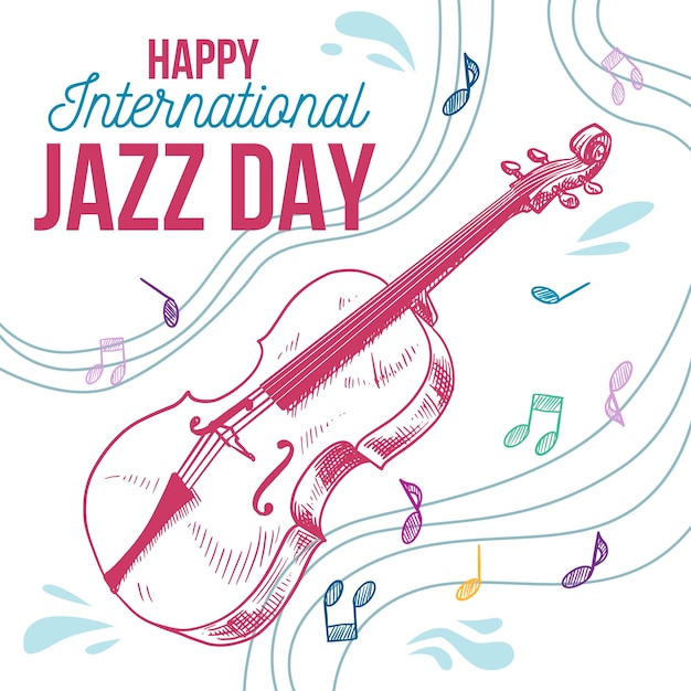 Free vector hand drawn international jazz day concept