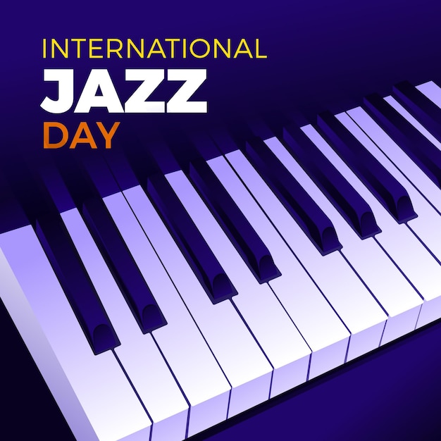 Hand drawn international jazz day illustration with piano keys