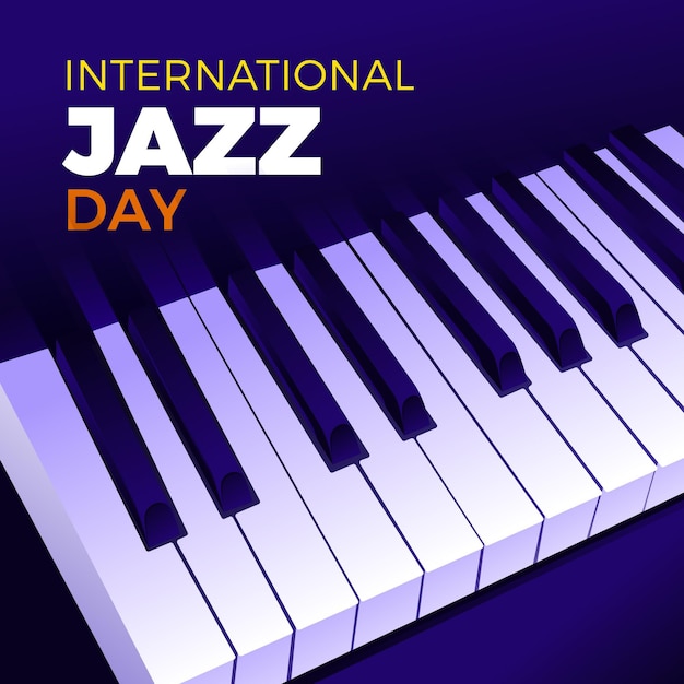 ピアノの鍵盤と手描きの国際ジャズデーのイラスト