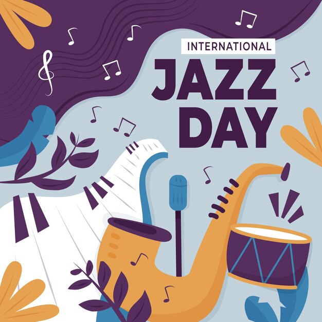 Hand drawn international jazz day illustration