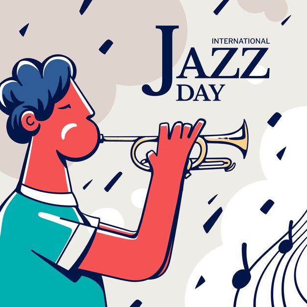 Hand drawn international jazz day illustration