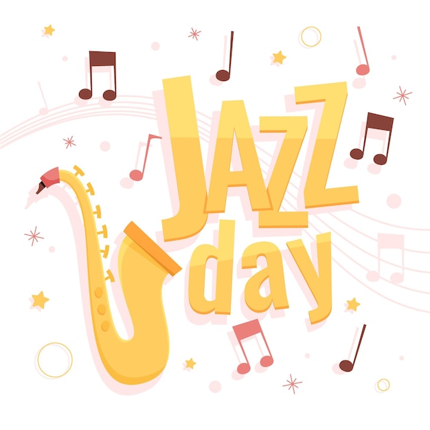 Hand drawn international jazz day illustration