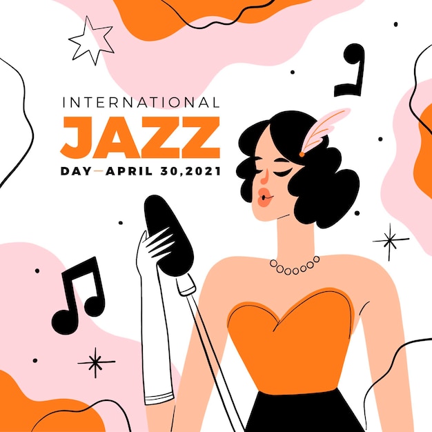 Vettore gratuito illustrazione disegnata a mano del giorno del jazz internazionale