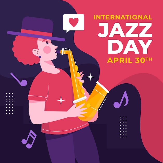 Hand drawn international jazz day illustration