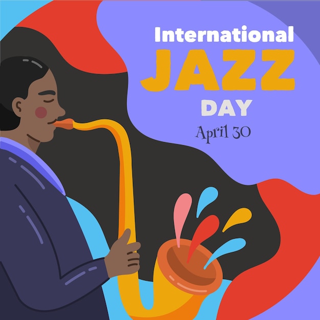 Hand drawn international jazz day illustration