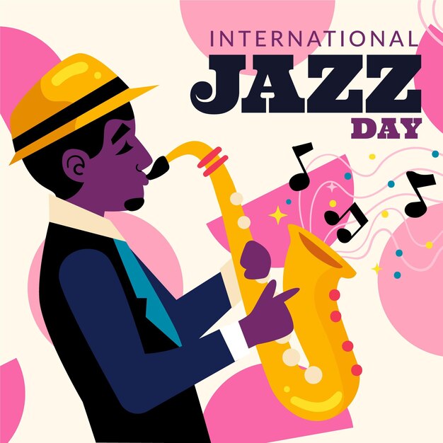 Hand drawn international jazz day illustration