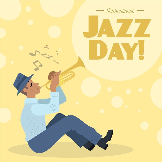 Hand drawn international jazz day illustration