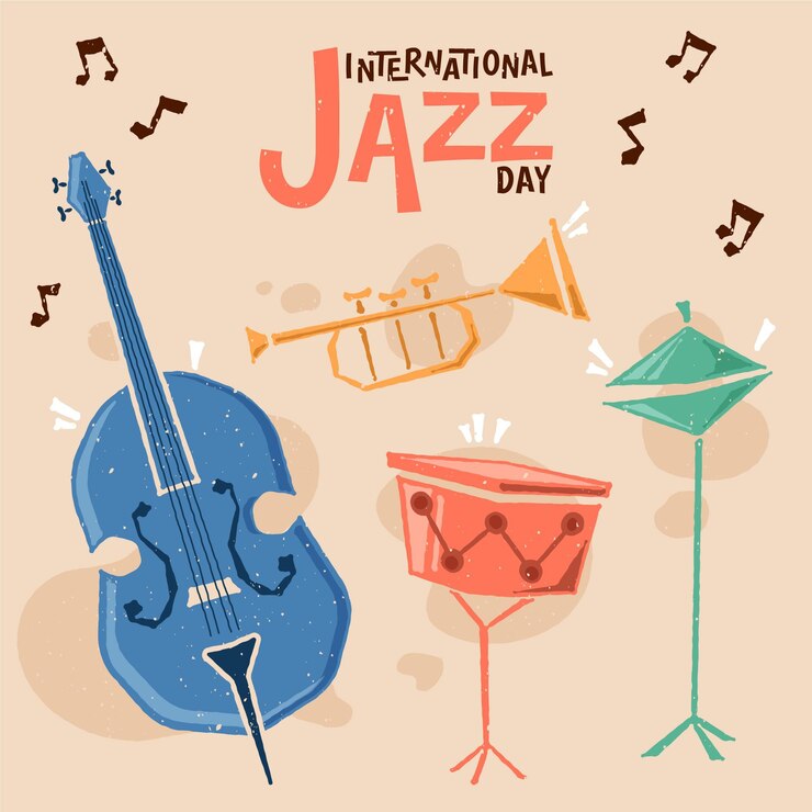 Free Vector hand drawn international jazz day illustration