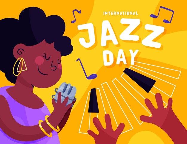 Hand drawn international jazz day illustration