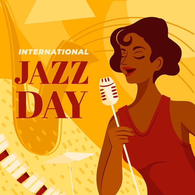 Нарисованная рукой иллюстрация международного дня джаза