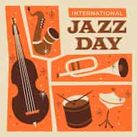 Free vector hand drawn international jazz day illustration