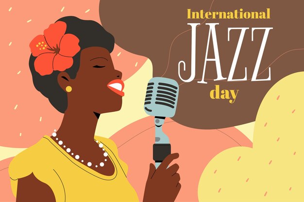 Hand drawn international jazz day illustration