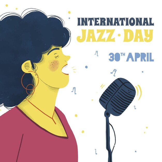 Hand drawn international jazz day illustration