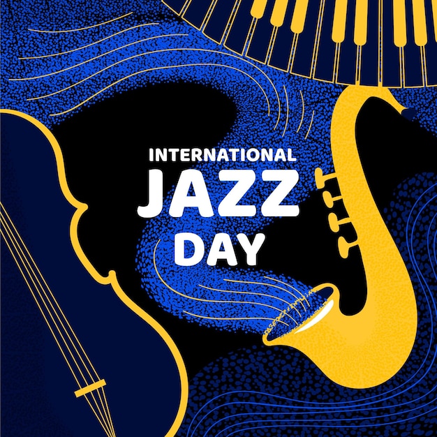 Illustrazione disegnata a mano del giorno del jazz internazionale