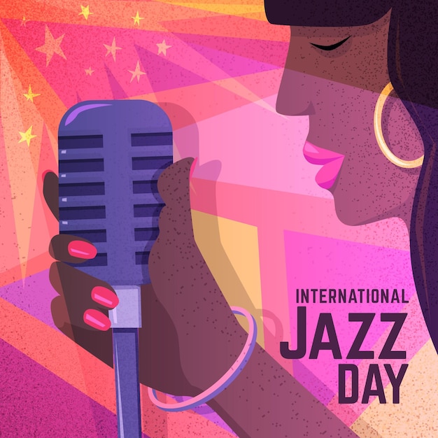 Vettore gratuito illustrazione disegnata a mano del giorno del jazz internazionale