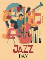 Free vector hand drawn international jazz day illustration