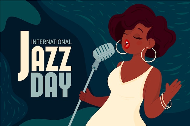 Hand drawn international jazz day illustration