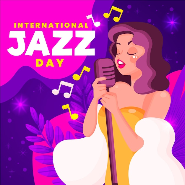 Hand drawn international jazz day illustration