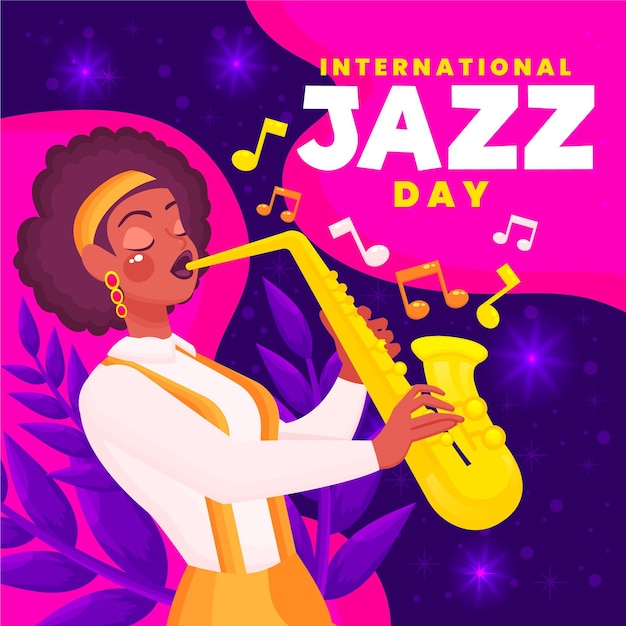 Hand drawn international jazz day illustration