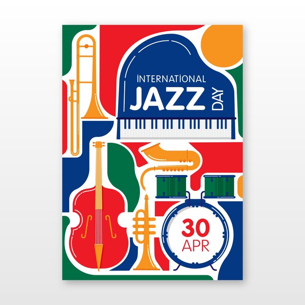 Hand drawn international jazz day poster template