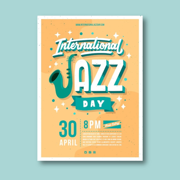 Modello di manifesto del giorno jazz internazionale disegnato a mano