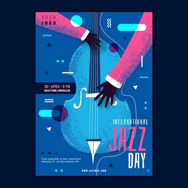 Free vector hand drawn international jazz day poster template