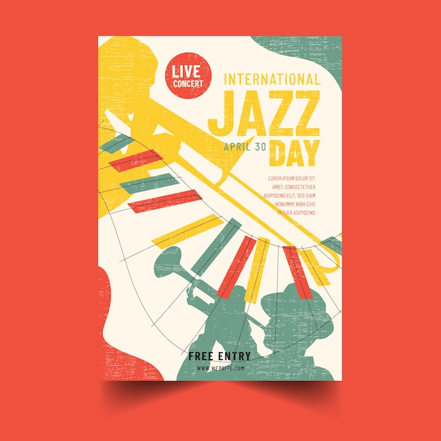 Hand drawn international jazz day poster