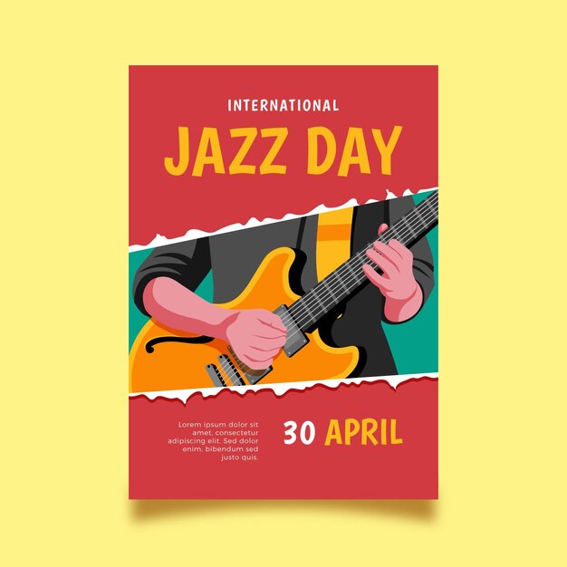 Hand drawn international jazz day vertical poster template