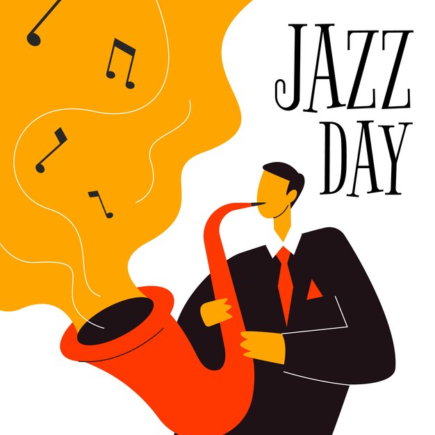 Hand-drawn international jazz day