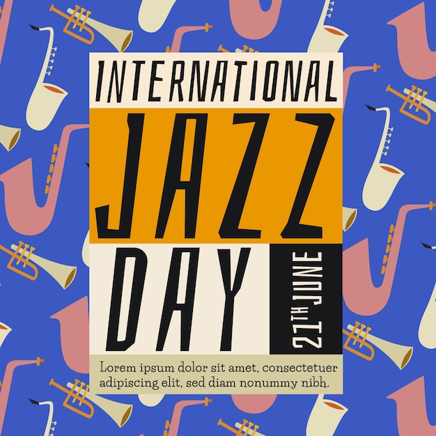 Бесплатное векторное изображение Ручной обращается международный день джаза