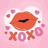 Free vector hand drawn international kissing day illustration with lips