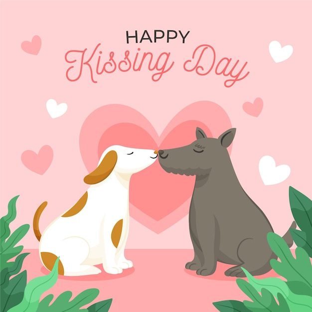 Hand drawn international kissing day illustration