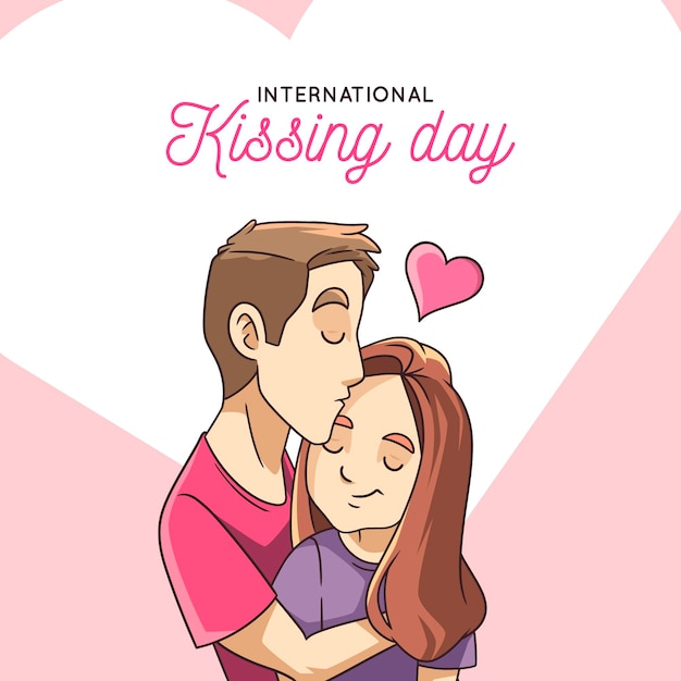 Vettore gratuito illustrazione disegnata a mano di giorno di bacio internazionale