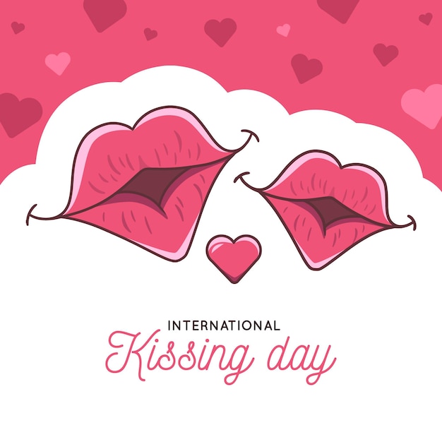 Hand drawn international kissing day illustration