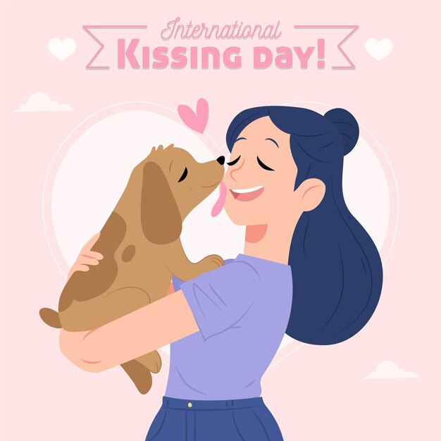 Нарисованная рукой иллюстрация международного дня поцелуев
