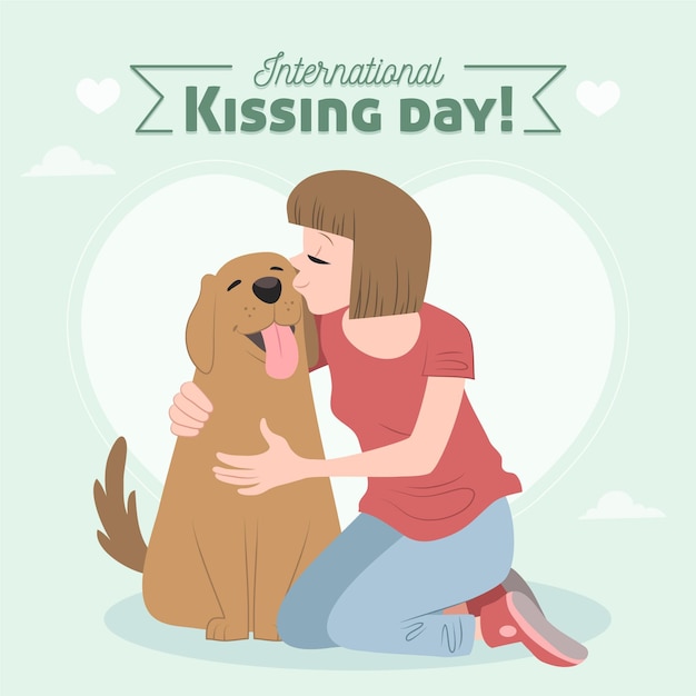 Бесплатное векторное изображение Нарисованная рукой иллюстрация международного дня поцелуев