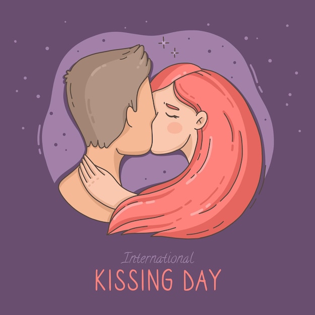 Free vector hand drawn international kissing day illustration