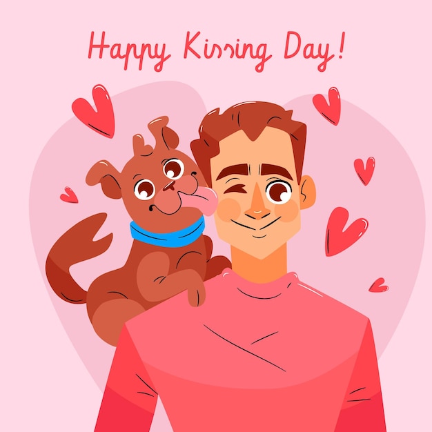 Hand drawn international kissing day illustration