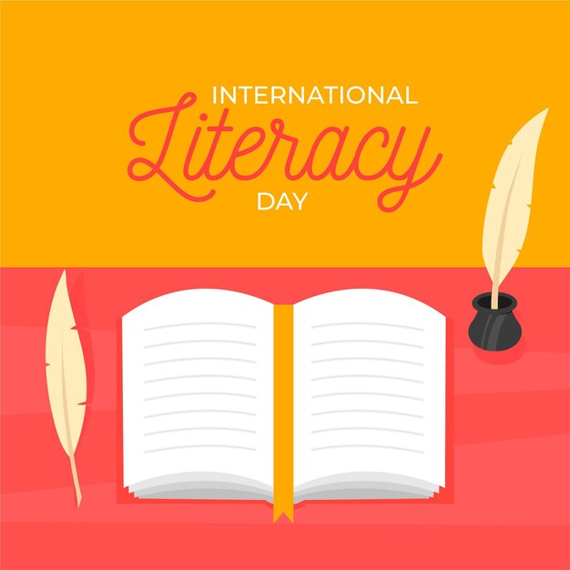 Hand drawn international literacy day concept