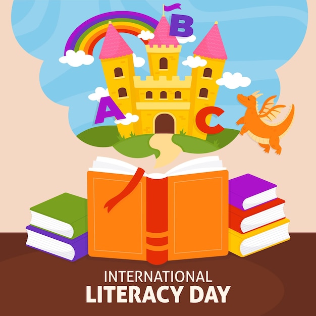 Hand drawn international literacy day