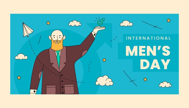 Hand drawn international men's day horizontal banner template