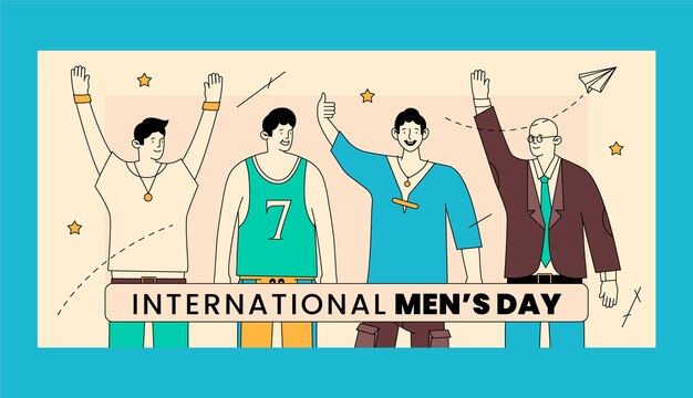 Hand drawn international men's day horizontal banner template