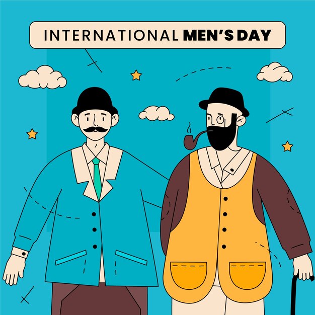 手描きの国際男性の日イラスト