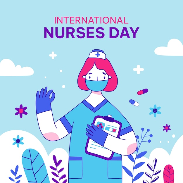 Vettore gratuito illustrazione della giornata internazionale degli infermieri disegnata a mano